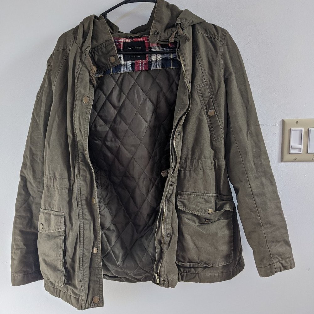 Love Tree desert olive plaid accent jacket